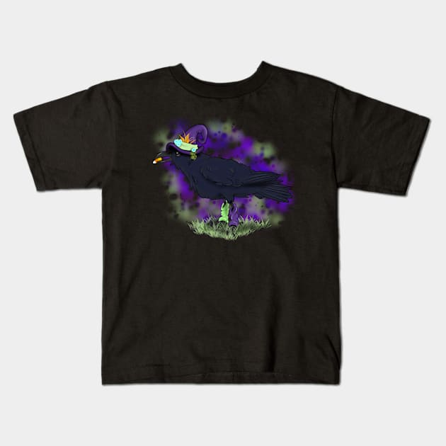 Witchy Crow Kids T-Shirt by Fickle and Fancy